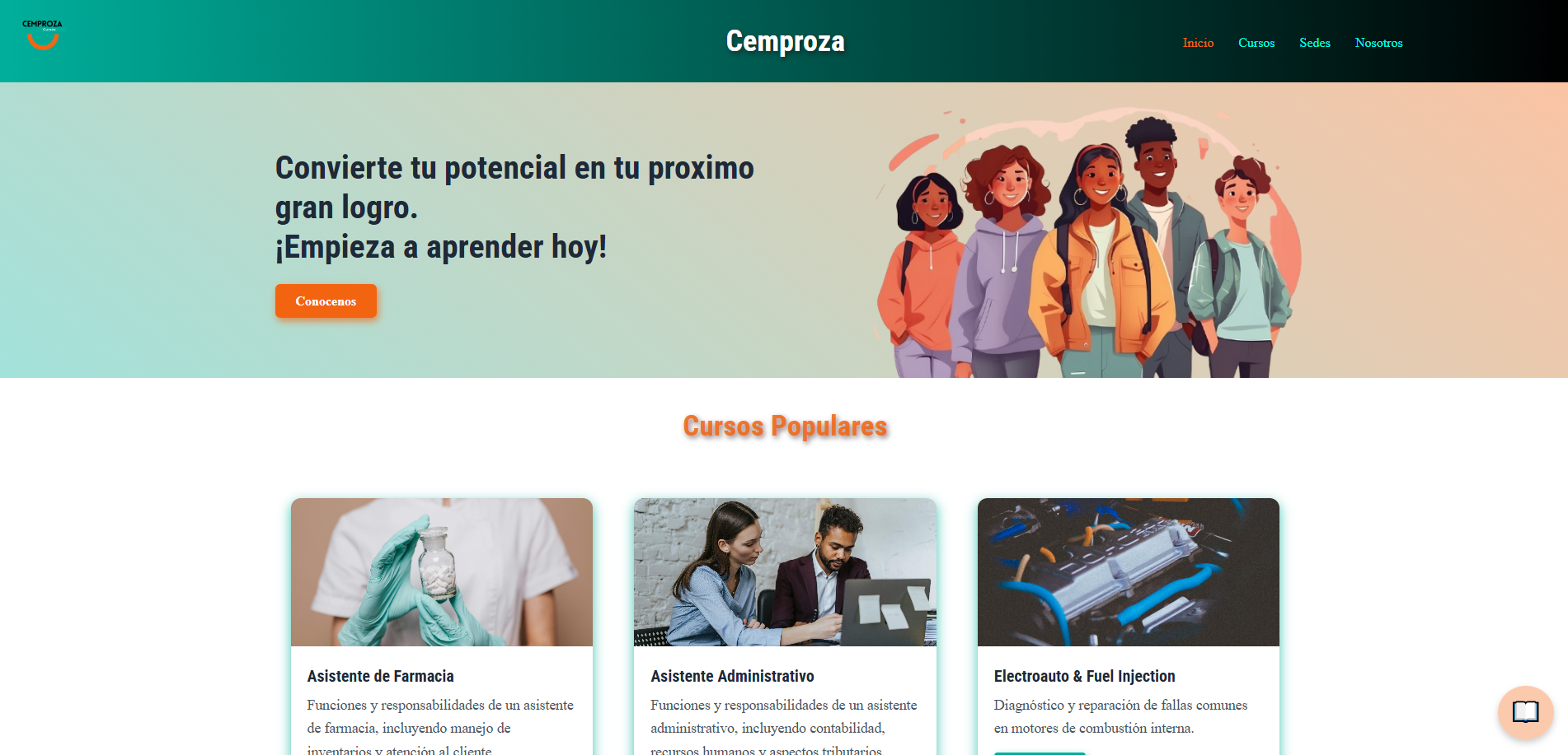 Captura de pantalla de la página principal